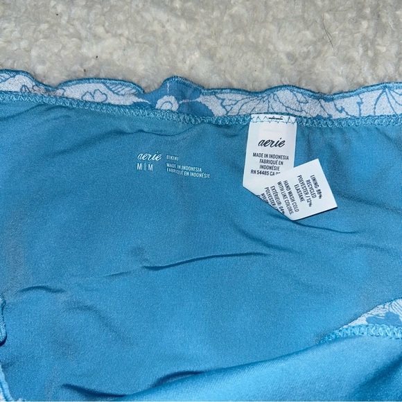 Aerie Blue & White Floral Ruffle Bikini Bottoms Medium NEW - Picture 3 of 5